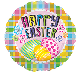 17&quot; PLAID HAPPY EASTER WITH EGGS