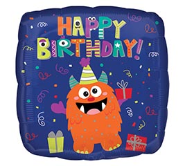 18&quot; PKG BIRTHDAY MONSTER SQUARE BALLOON