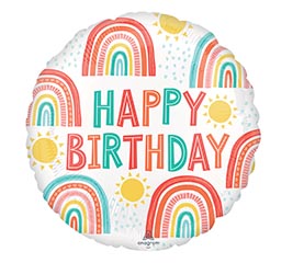 17&quot;PKG RETRO RAINBOW BIRTHDAY