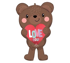 30&quot;PKG LOVE YOU SATIN LOVE BEAR SHAPE