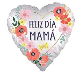 28&quot;PKG SATIN FELIZ DIA MAMA BLOOMS HEART