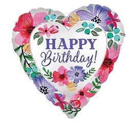 18&quot;PKG HBD SATIN FLORALS HEART