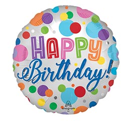18&quot;PKG HBD SATIN LUXE ORB DOTS