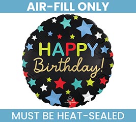 9&quot;FLAT HBD SATIN BIRTHDAY STARS