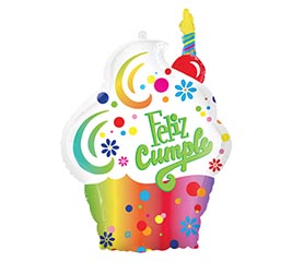 34&quot;PKG HBD FELIZ CUMPLE CUPCAKE SHAPE