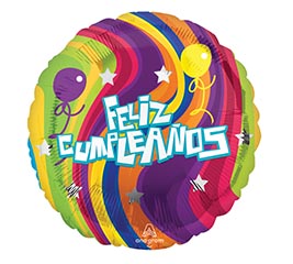 17&quot; PKG FELIZ CUMPLEANOS GROOVY SWIRL