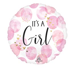 17&quot; PKG BABY GIRL WATERCOLOR BALLOON