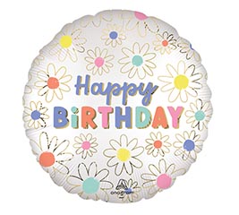 18&quot;PKG SATIN HAPPY BIRTHDAY DAISY
