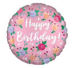 17&quot;PKG SATIN HAPPY BIRTHDAY PEONY