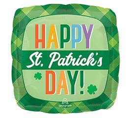 17&quot; HAPPY ST. PATRICK&#39;S DAY PLAID SQUARE