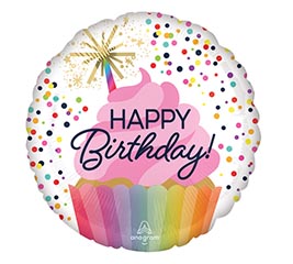 17&quot;PKG HBD CONFETTI SPRINKLE CUPCAKE RD