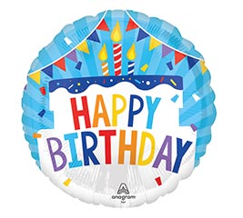 17&quot;PKG HBD TIERED BIRTHDAY CAKE ROUND