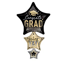 42&quot;PKG STRIPE ON STRIPE GRAD STAR SHAPE