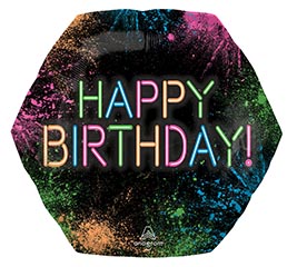 23&quot;PKG HBD LET&#39;S GLOW CRAZY HEXAGON SHAP