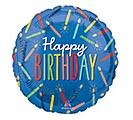 17&quot;PKG BIRTHDAY CANDLES ON BLUE ROUND