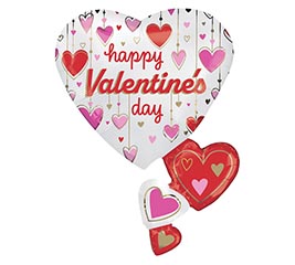 30&quot; HVD SATIN DANGLING HEARTS SUPERSHAPE