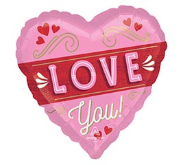 9&quot; INFLATED RETRO LOVE VALENTINE HEART