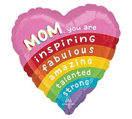 17&quot; BRILLIANT RAINBOW MOM HEART HEXL