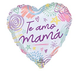 17&quot; TE AMO MAMA SWEET SCRIBBLES HEART