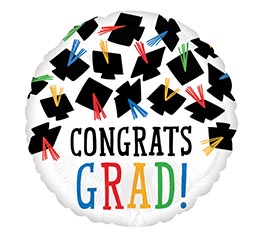 17&quot; GRA HATS OFF CONGRATS GRAD ROUND