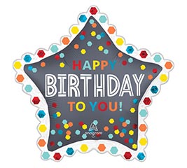 34&quot; PKG SATIN CONFETTI BURST BIRTHDAY