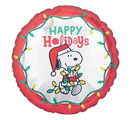 17&quot; XMA PEANUTS HAPPY HOLIDAYS ROUND