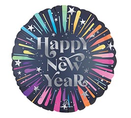 18&quot; HNY SATIN NEW YEAR&#39;S BURST ROUND