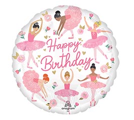 17&quot; PKG BALLERINA GIRL BIRTHDAY ROUND