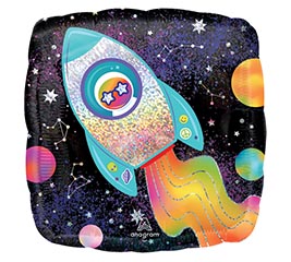 17&quot; PKG OUTER SPACE HOLOGRAPHIC SQUARE