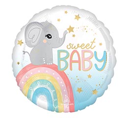 9" INFLATED SATIN BABY ELEPHANT ROUND
