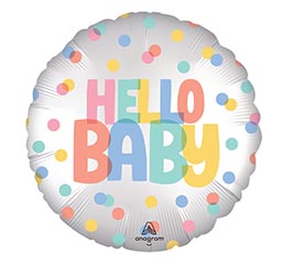 18&quot; PKG SATIN MODERN HELLO BABY ROUND