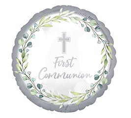 17&quot; PKG PEARL FIRST COMMUNION ROUND HEXL