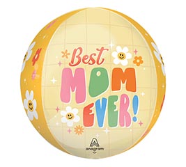 16" PKG RETRO CHARM BEST MOM EVER ORBZ