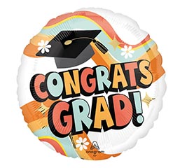 17" GRA GROOVY CONGRATS GRAD ROUND HEXL