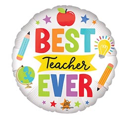 18" TEA SATIN BEST TEACHER EVER ICONS