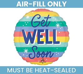 4" FLAT GWS CANDY STRIPES GET WELL ROUND