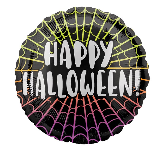 Happy Halloween Noir Spider Web Aluminium Hélium Ballon 18"