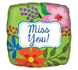 18&quot; PKG MISS YOU GREEN FLORAL BALLOON