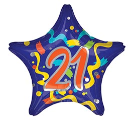 19&quot; PKG 21ST BIRTHDAY STAR BALLOON