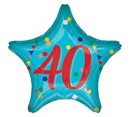 19&quot; PKG 40TH BIRTHDAY STAR BALLOON