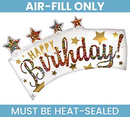14&quot;FLAT HBD SATIN LUXE GLITTER BANNER