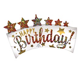34&quot; PKG SATIN BIRTHDAY BANNER BALLOON
