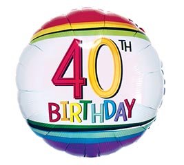 17&quot; PKG 40TH BIRTHDAY BALLOON