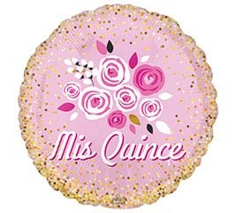 17&quot;PKG MIS QUINCE FLORAL BALLOON