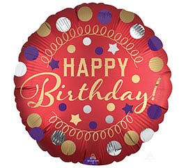 18&quot; PKG HAPPY BIRTHDAY SATIN LUXE