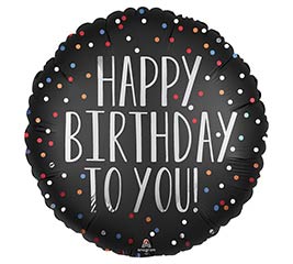 18&quot;PKG HAPPY BIRTHDAY TO YOU SATIN DOTS