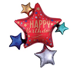 35&quot;PKG BIRTHDAY SATIN STAR CLUSTER