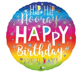  9&quot;INFLATED HIP HIP HOORAY BIRTHDAY MINI