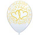 11&quot;LUV ENTWINED HEARTS WHITE W/ GOLD INK