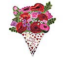 14&quot;INFLATED VALENTINE ROSE BOUQUET SHAPE
